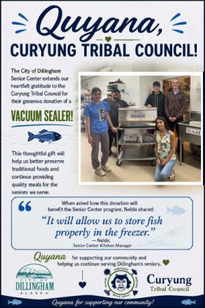 Curyung Tribal Council Donates Vacuum Sealer to the  Senior Center for Traditional Food Processing