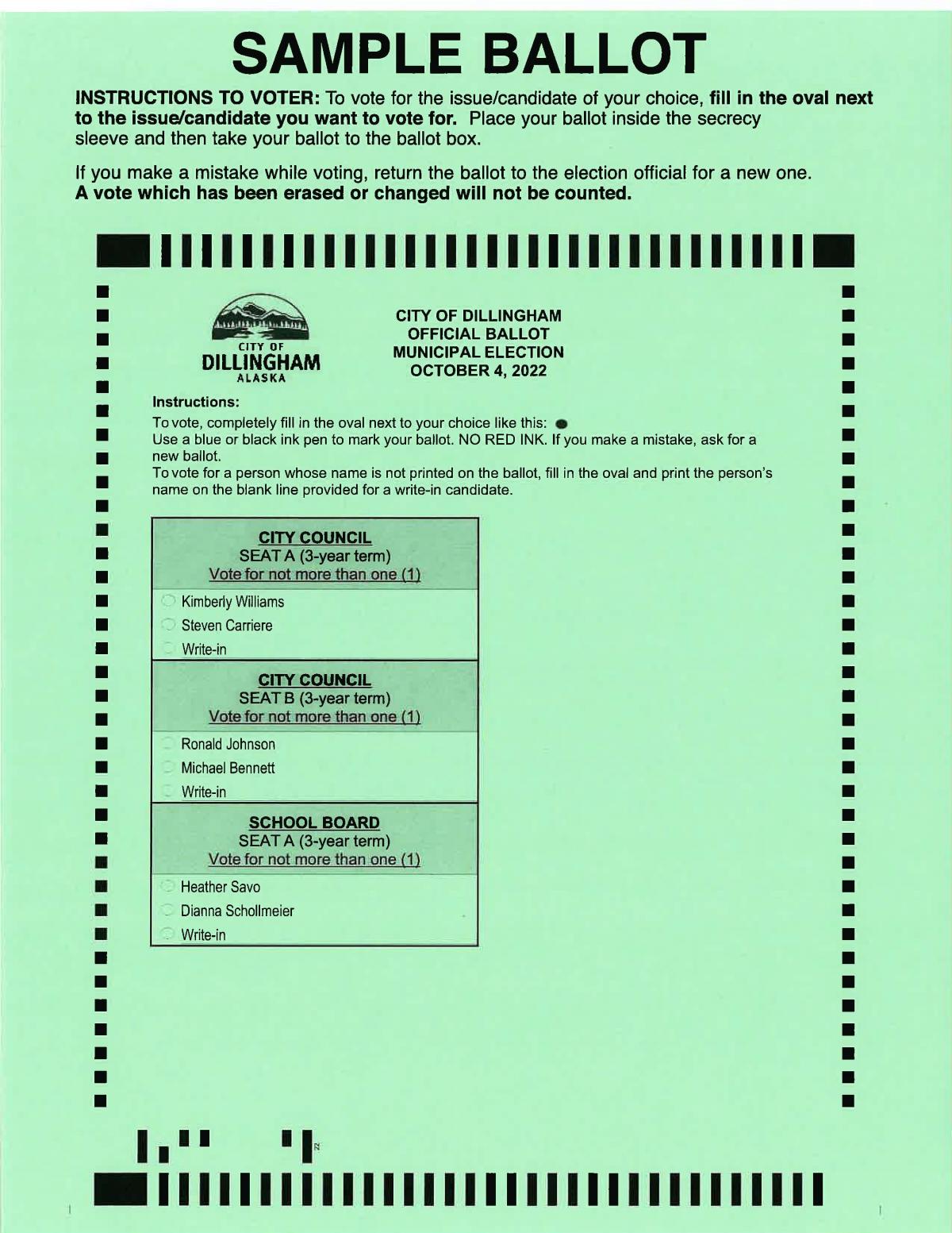 Oct. 4, 2022 Sample Ballot