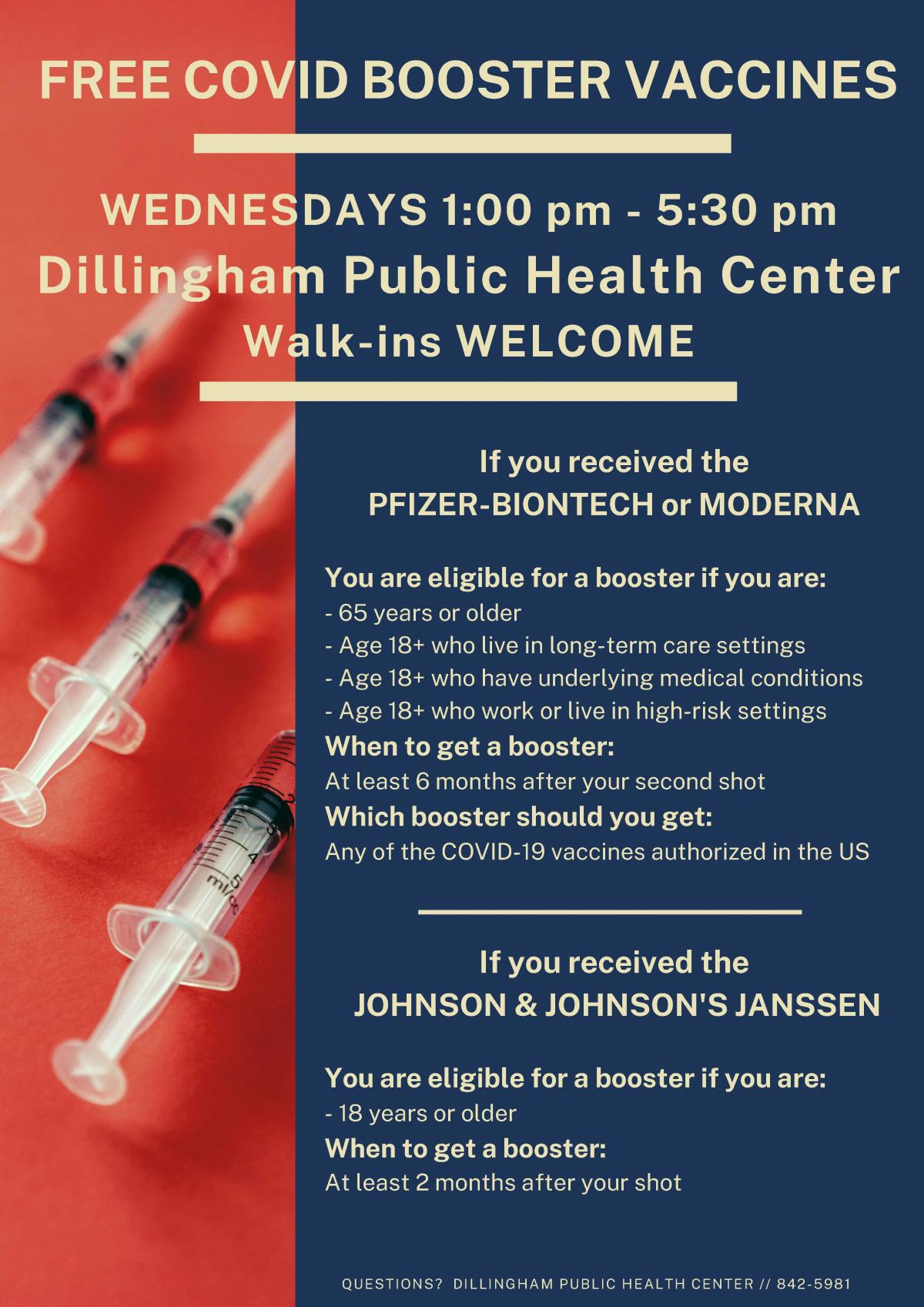 Dillingham Public Health Center providing FREE COVID BOOSTER VACCINES