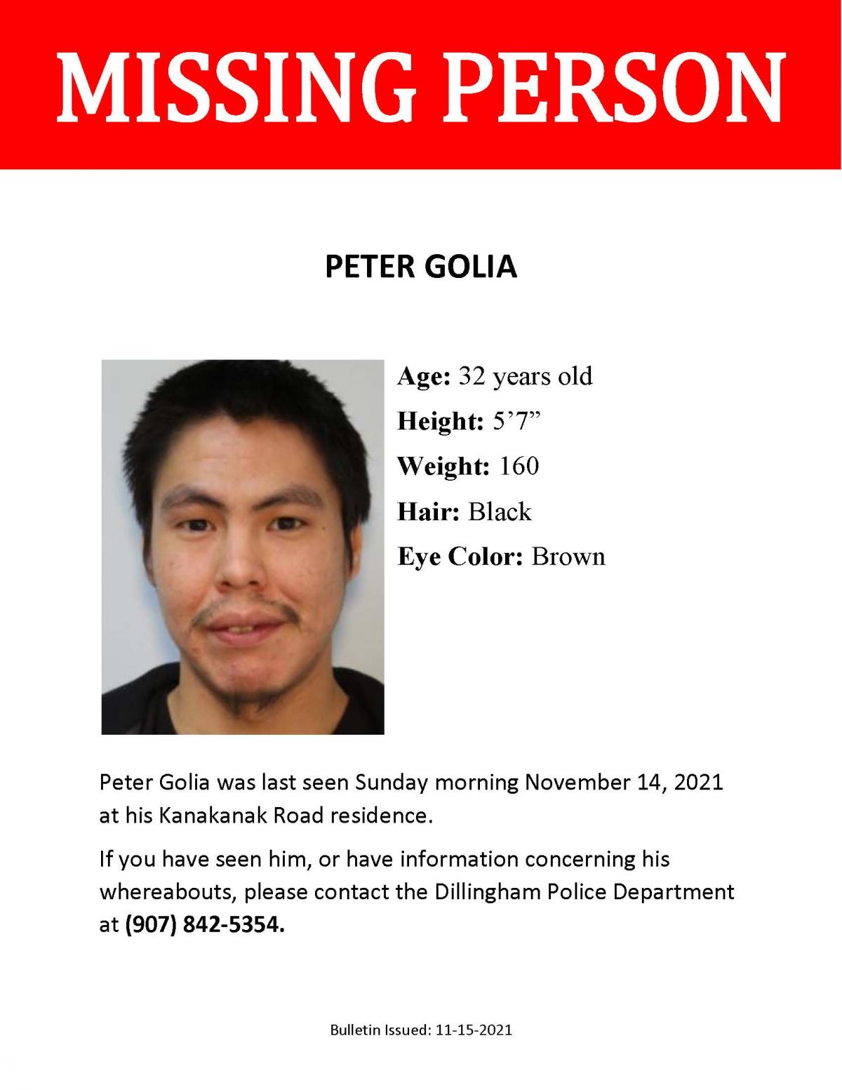 MISSING PERSON - Peter Golia