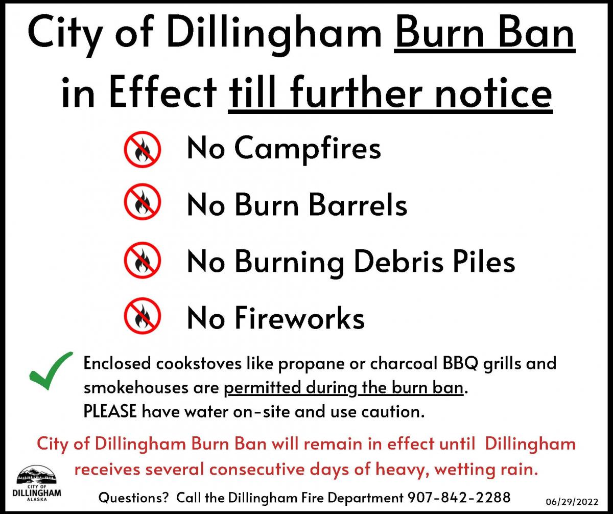 City of Dillingham Burn Ban Remains in Effect - 6.29.22