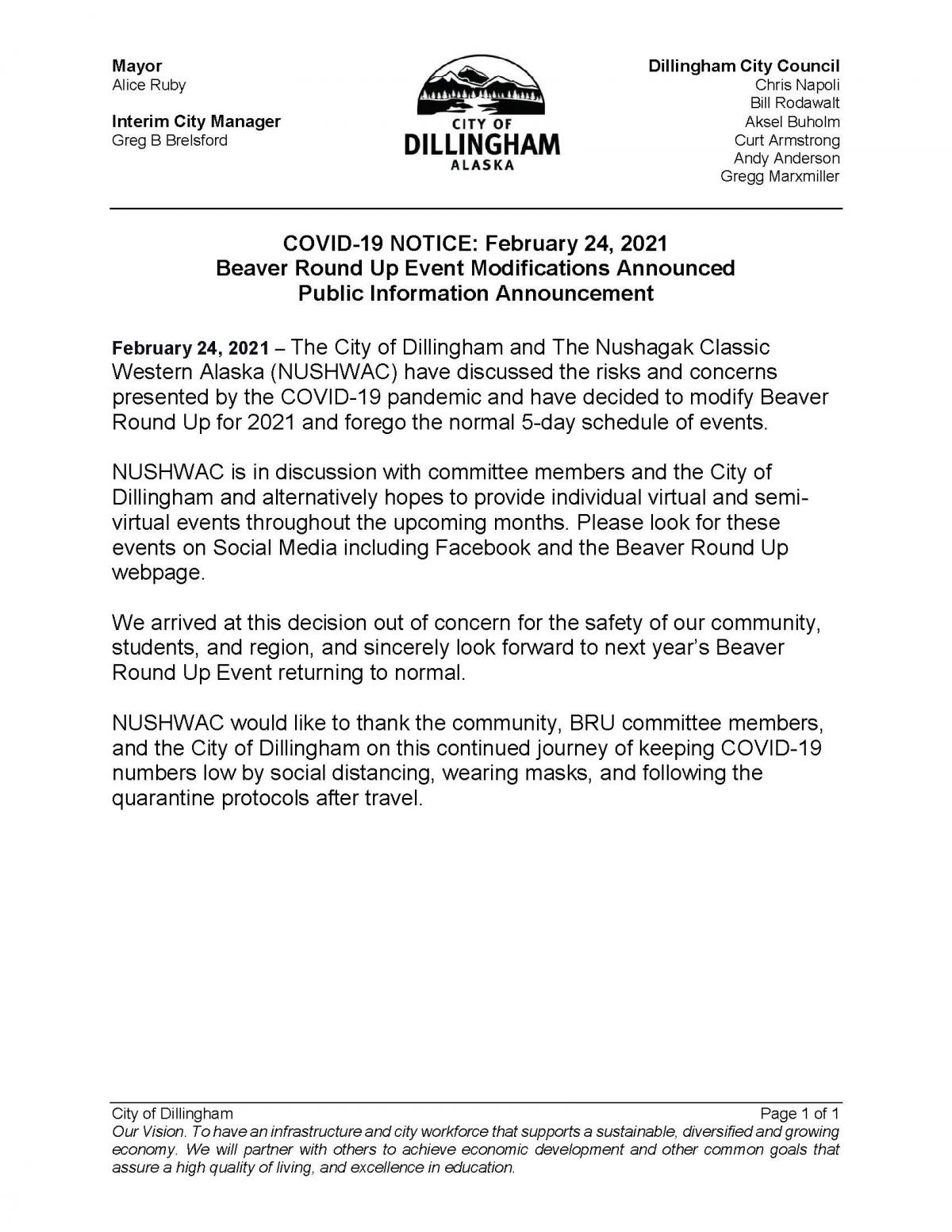 02.24.21 COVID Notice Beaver Round Up Event Modifications Announced