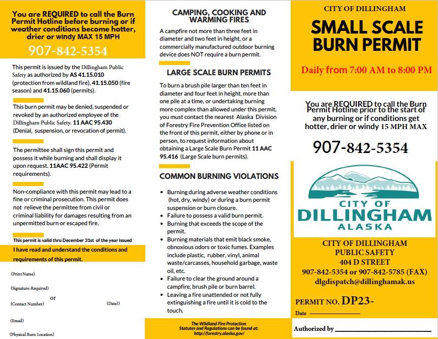 Dillingham Burn Permit Dillingham, AK
